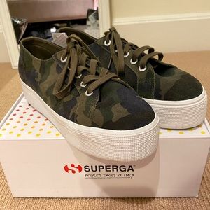 Superga camo suede platform sneakers NWT